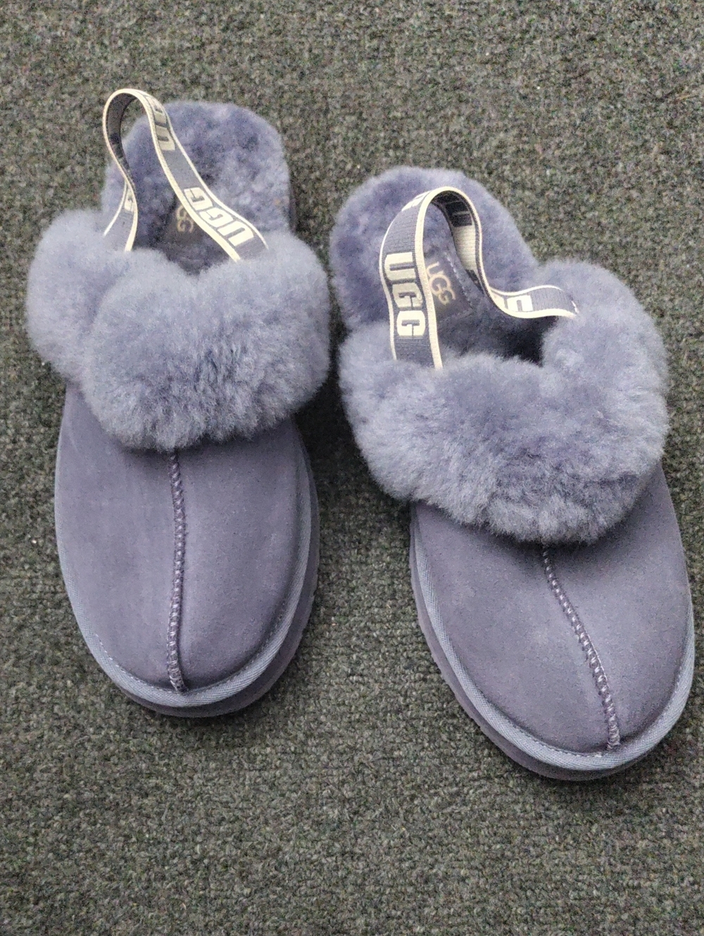 UGG Women's Lavender Suede Shearling Backstrap Slippers